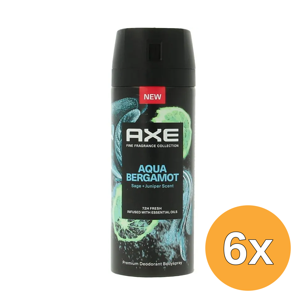 6x Axe Deodorant Bodyspray Kenobi Aqua Bergamot (150 ml)