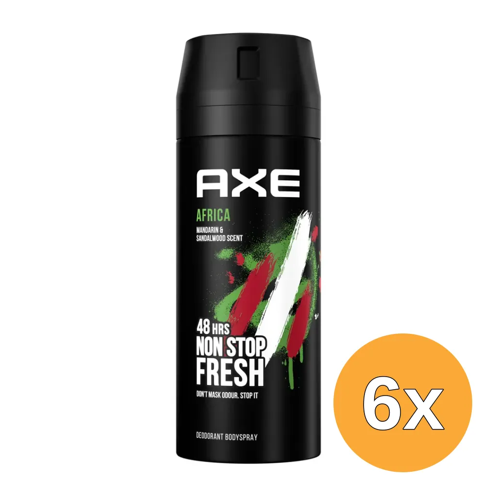 6x Axe Deodorant bodyspray Africa (150 ml)