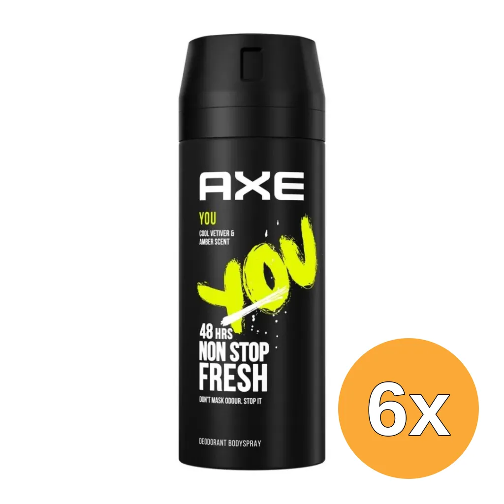 6x Axe Deodorant bodyspray you (150 ml)