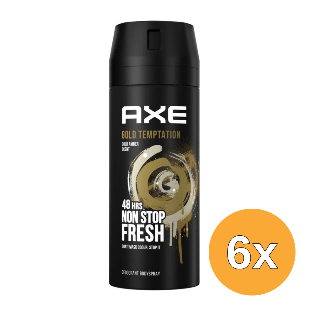 6x Axe Deodorant bodyspray gold temptation (150 ml)
