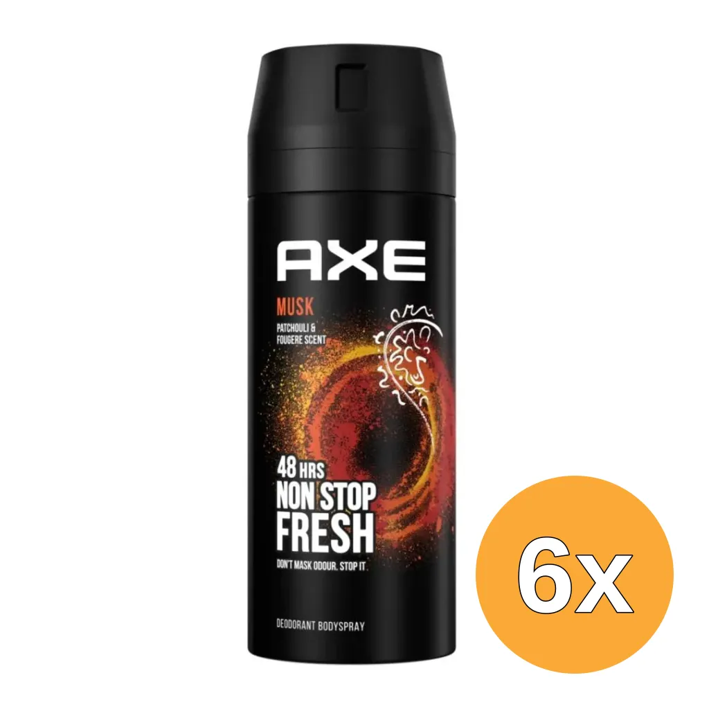 6x Axe Deodorant bodyspray musk (150 ml)