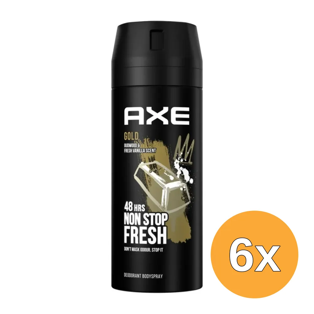 6x Axe Deodorant bodyspray gold (150 ml)