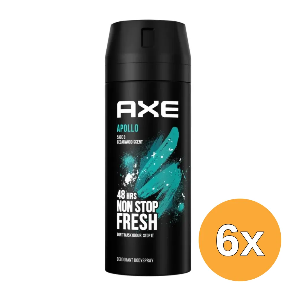 6x Axe Deodorant bodyspray apollo (150 ml)