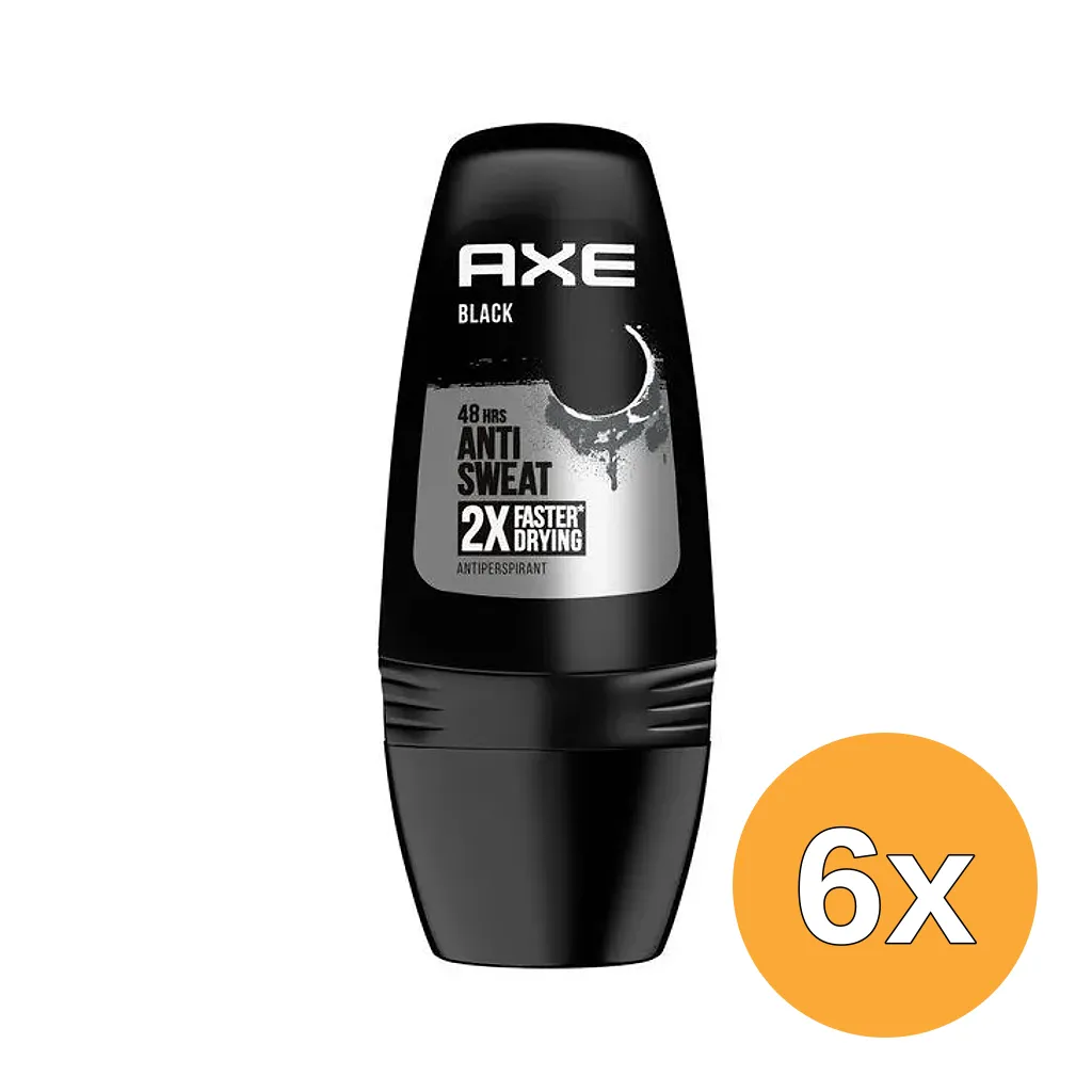 6x Axe Black 48hrs Anti Sweat Deoroller (50 ml)