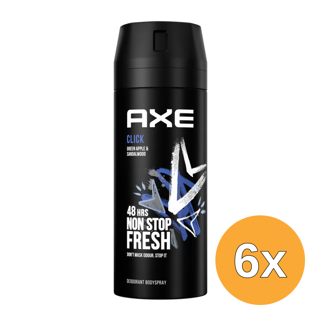 6x Axe Deodorant bodyspray click (150 ml)