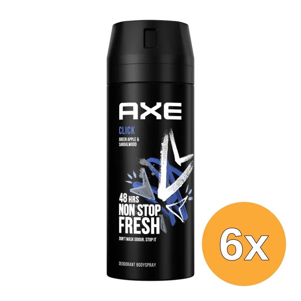 6x Axe Deodorant bodyspray click (150 ml)