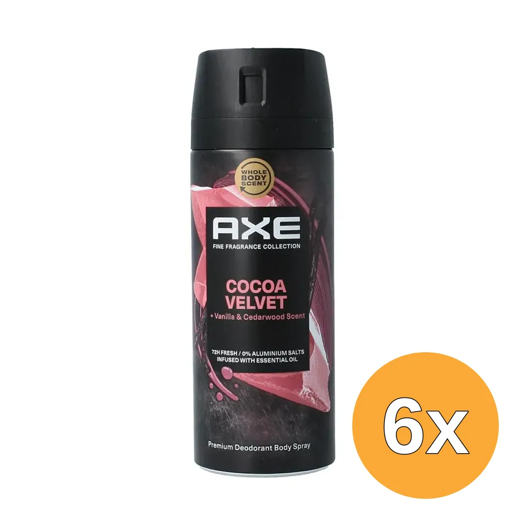6x Axe Deodorant Bodyspray Cocoa Velvet (150 ml)