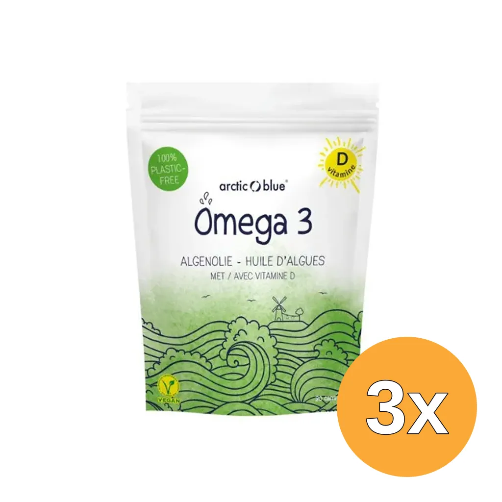 3x Arctic Blue Omega 3 Algenolie DHA met Vitamine D (90 capsules)