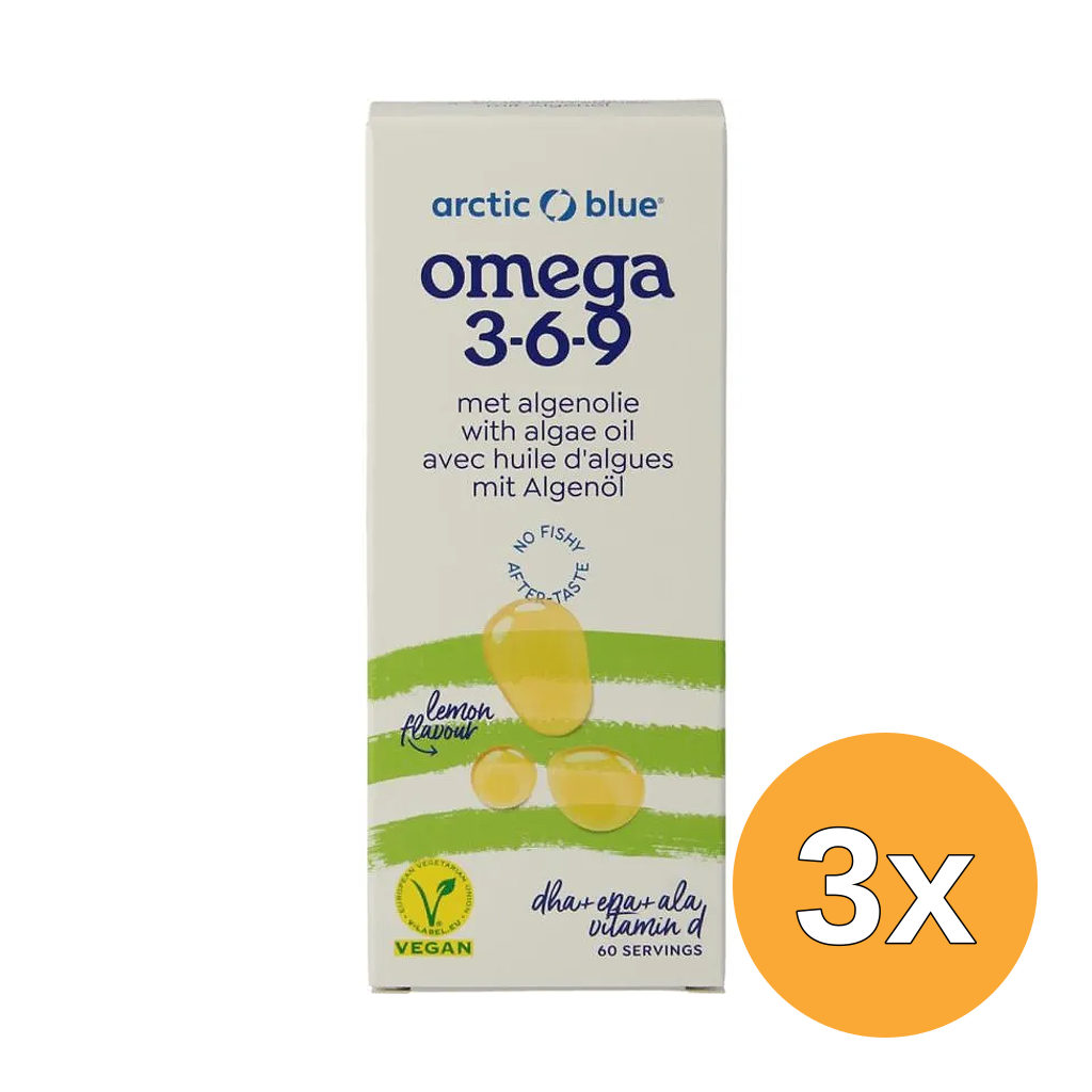 3x Arctic Blue Hennepzaad- En Algenolie Dha, Epa, Ala, Vitamine D (150 ml)