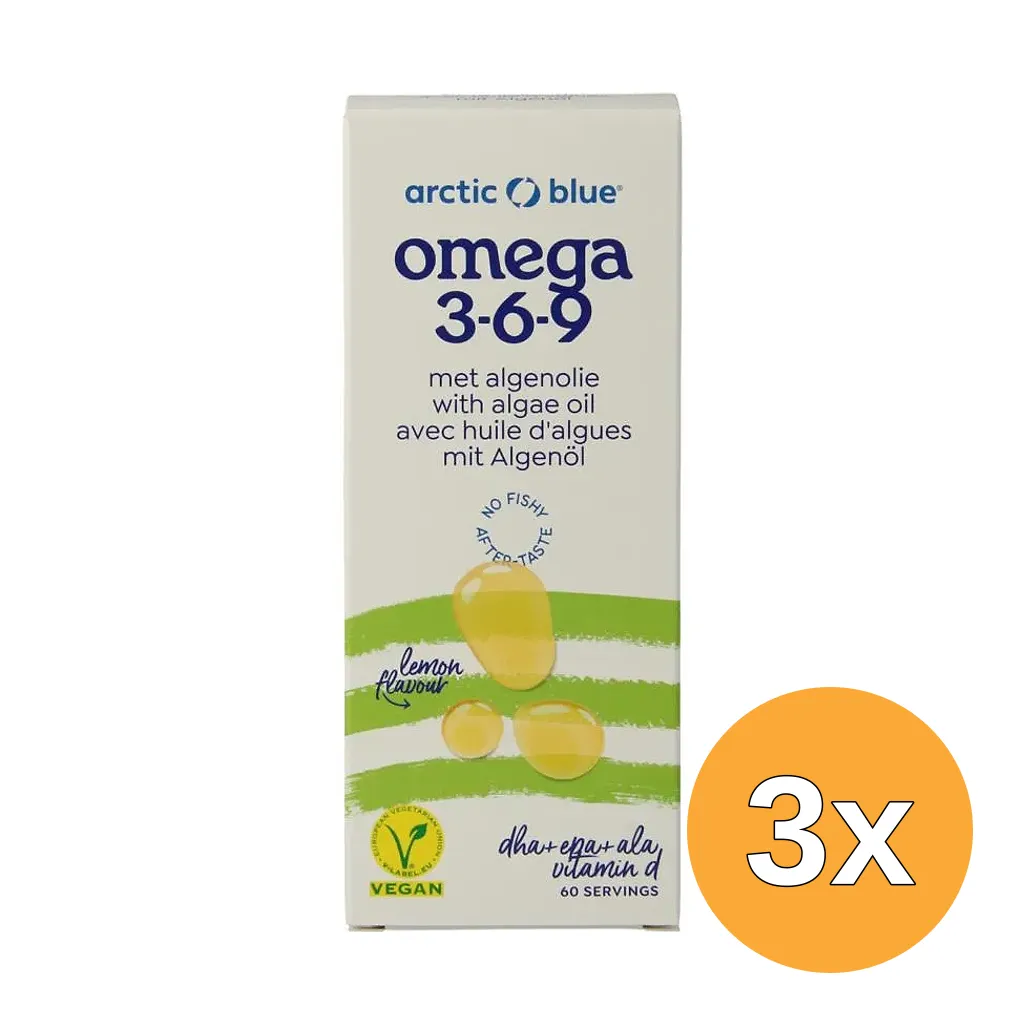3x Arctic Blue Hennepzaad- En Algenolie Dha, Epa, Ala, Vitamine D (150 ml)