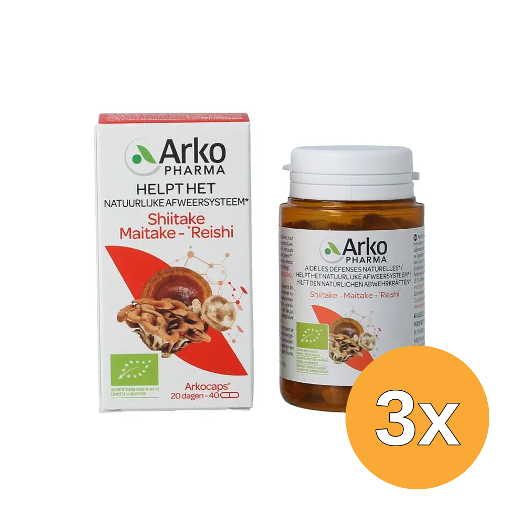 3x Arkocaps Reishi Shiitake Maitake Bio (40 capsules)