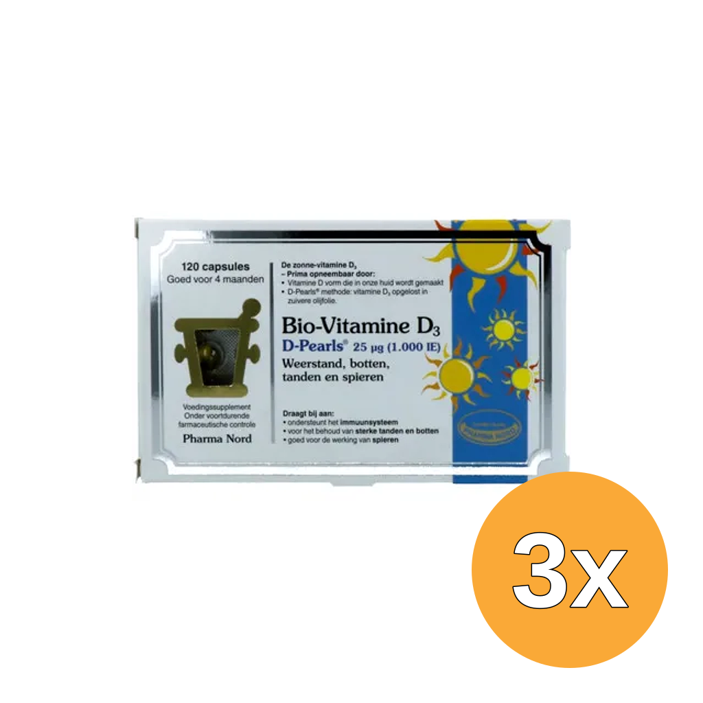 3x Pharma Nord Bio Vitamine D3 25mcg 1000IE (120 capsules)