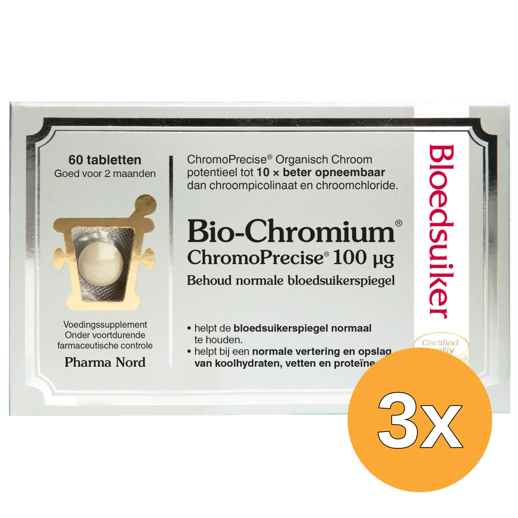 3x Pharma Nord Bio Chromium Bloedsuiker (60 tabletten)