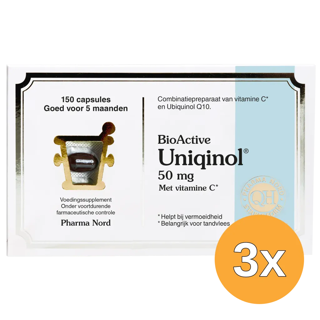 3x Pharma Nord BioActive Uniquinol 50mg QH (150 capsules)