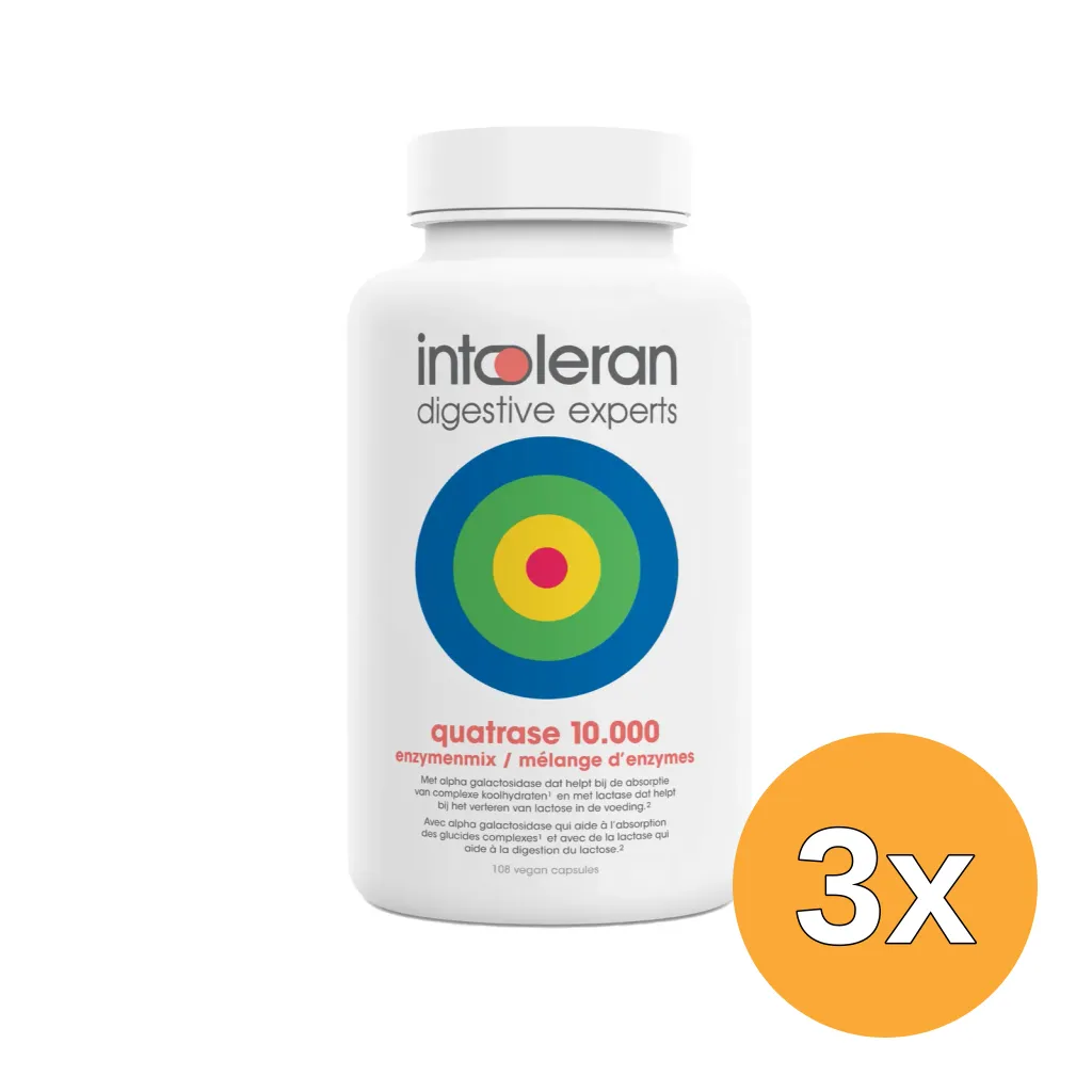 3x Intoleran Quatrase 10.000 (108 vega capsules)