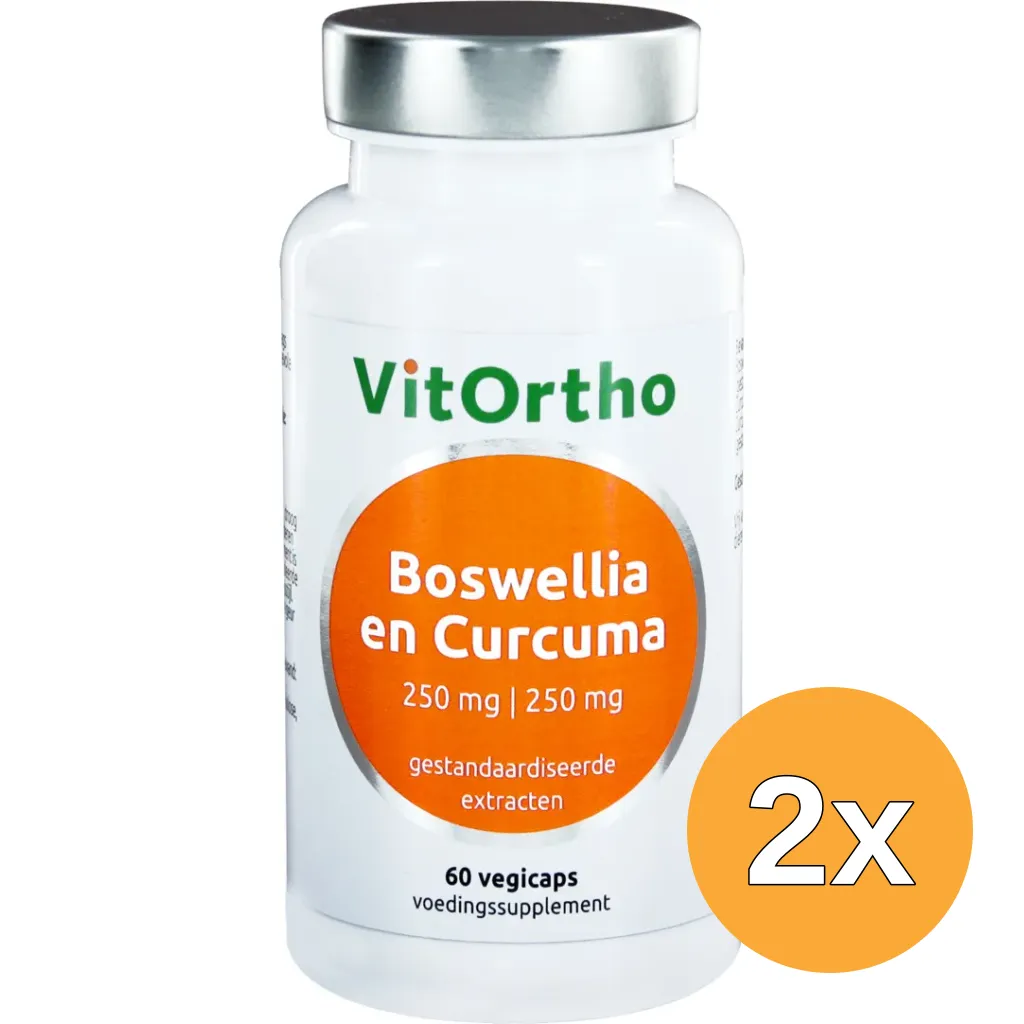2x VitOrtho Boswellia 250 mg en curcuma 250 mg (60 vega capsules)