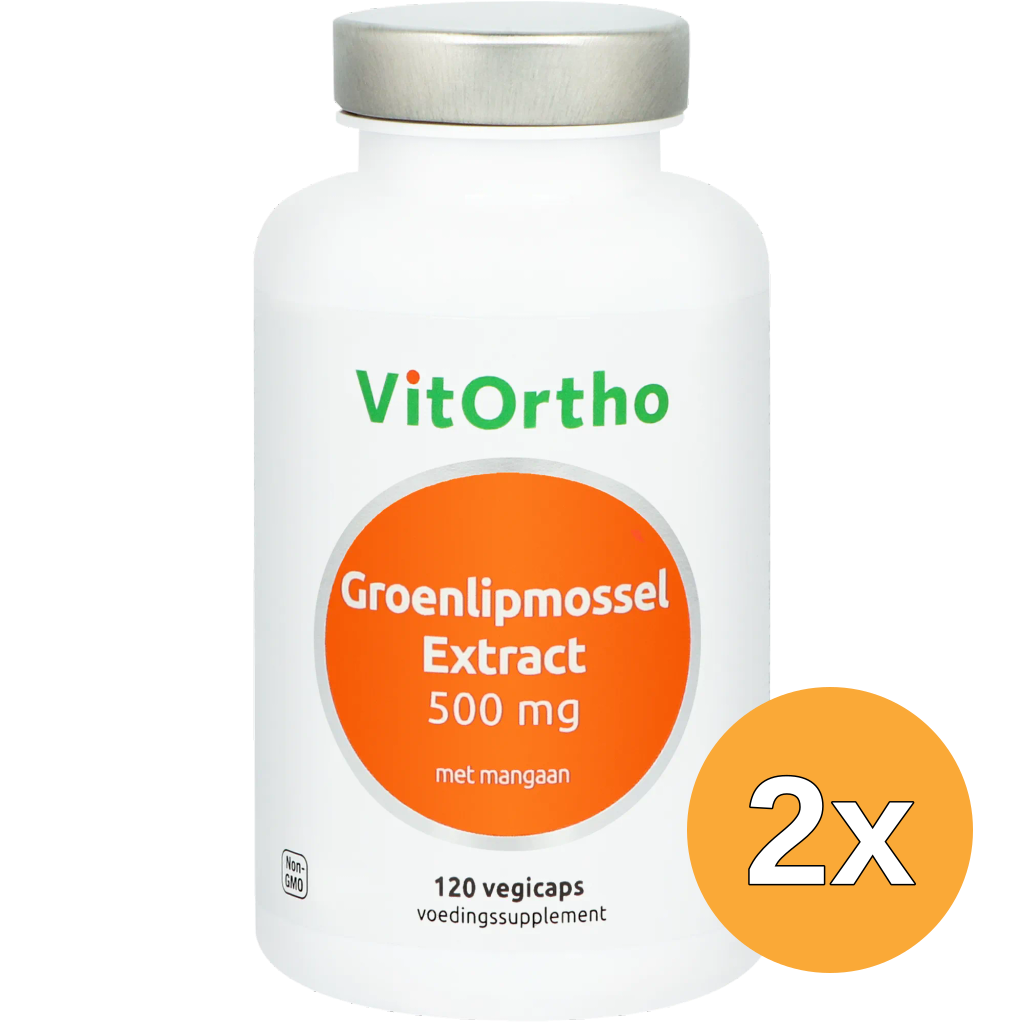 2x VitOrtho Groenlipmossel Extract 500 mg (120 vega capsules)