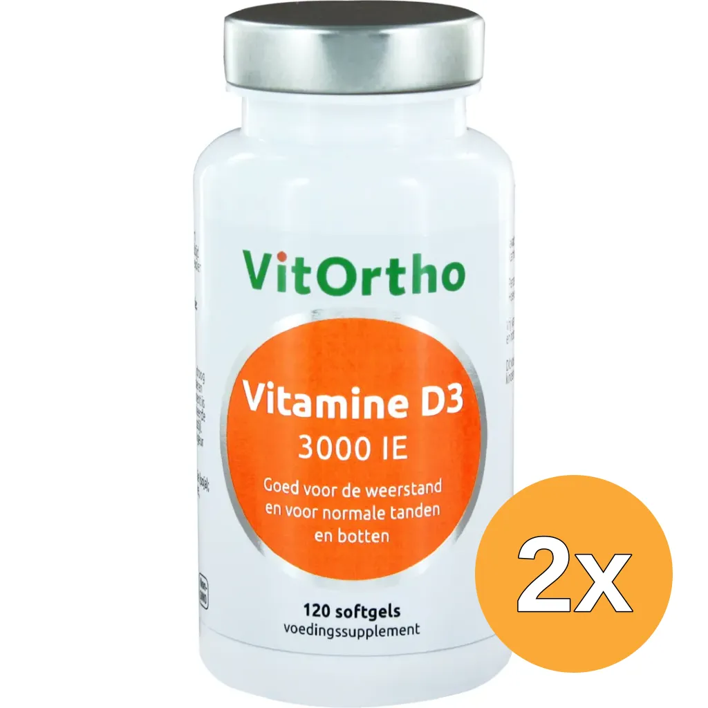 2x VitOrtho Vitamine D3 3000IE (120 softgels)