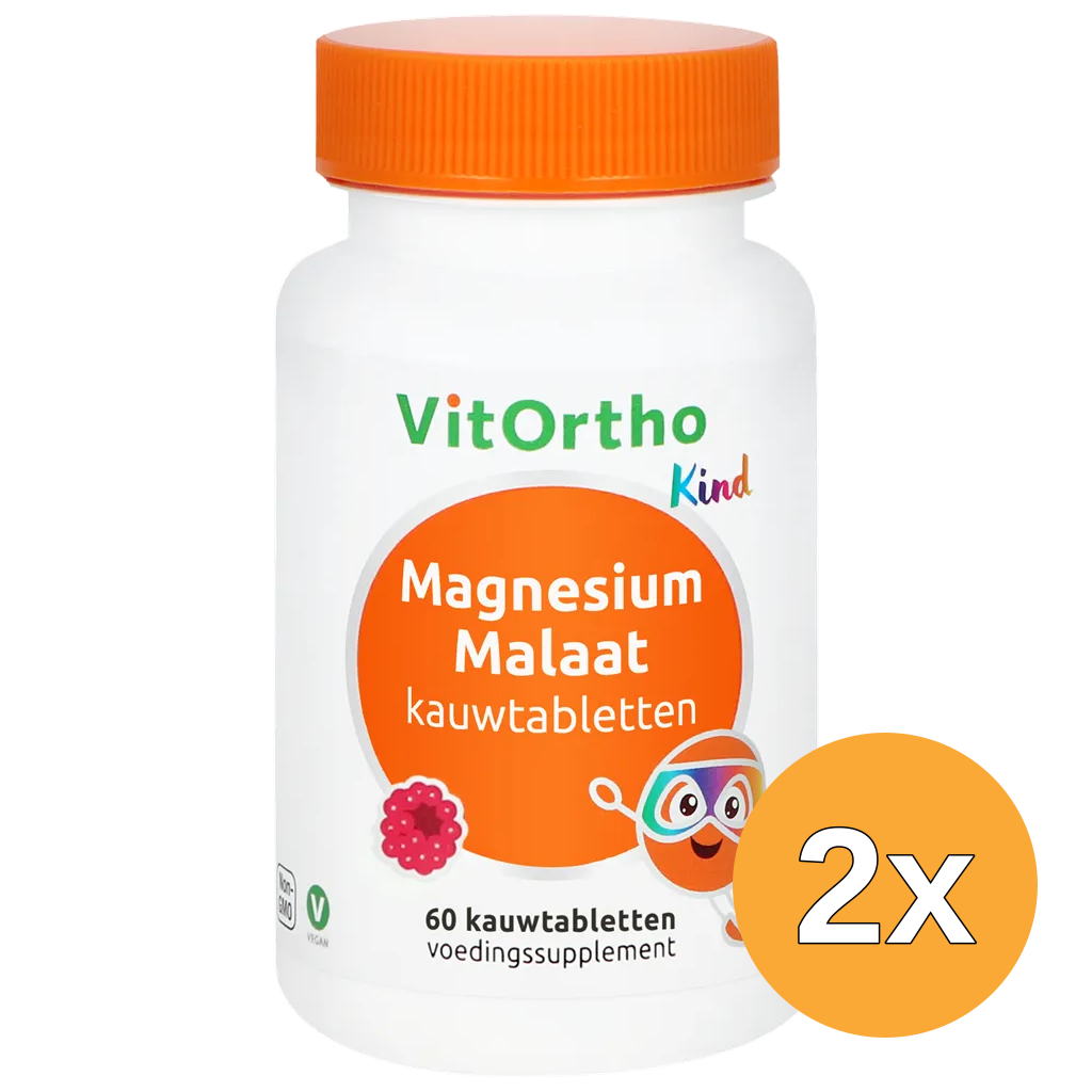 2x VitOrtho Magnesium Malaat kauwtabletten Kind (60 kauwtabletten)
