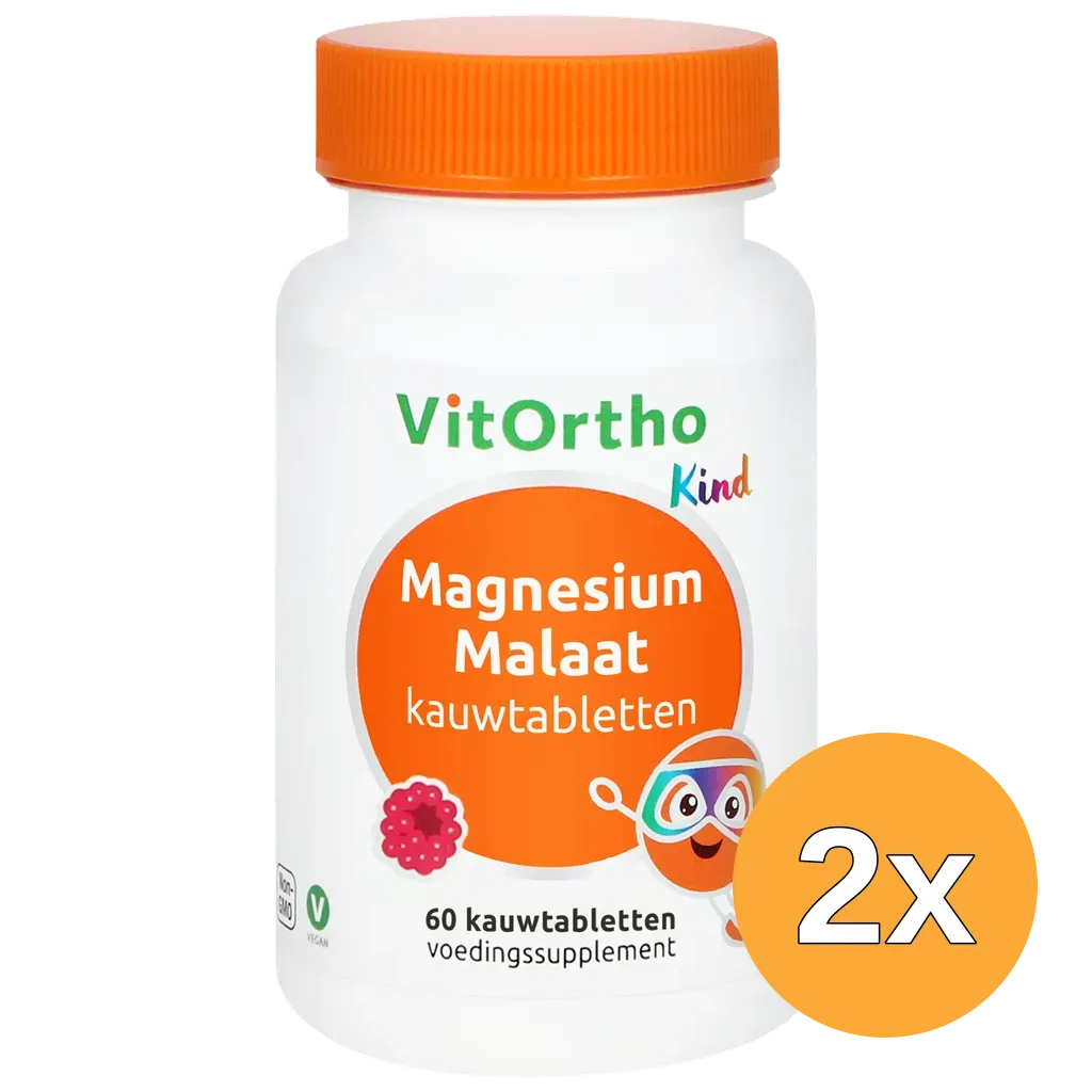 2x VitOrtho Magnesium Malaat kauwtabletten Kind (60 kauwtabletten)
