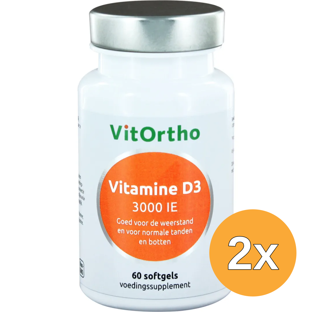 2x VitOrtho Vitamine D3 3000IE (60 softgels)