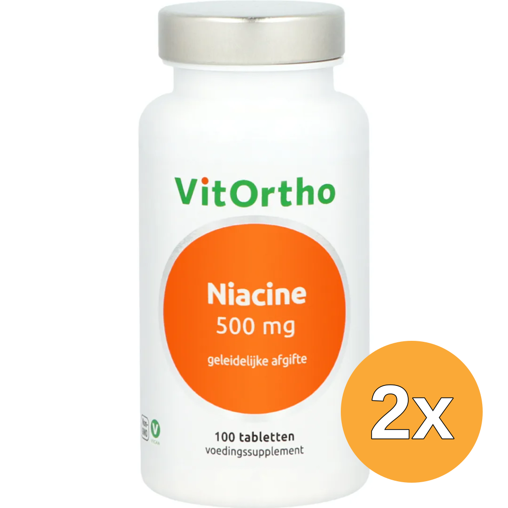 2x VitOrtho Niacine 500mg (100 tabletten)