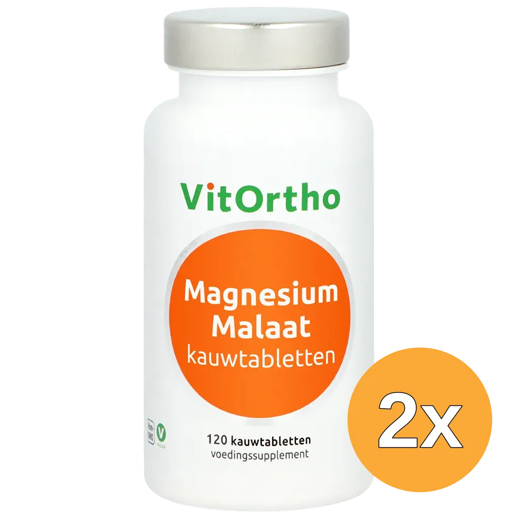 2x VitOrtho Magnesium Malaat kauwtabletten (120 kauwtabletten)