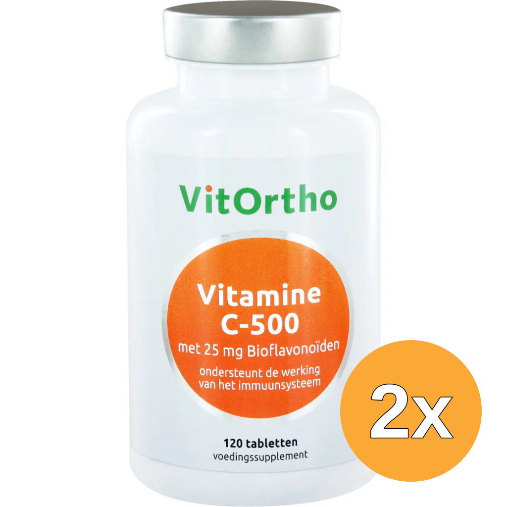 2x VitOrtho Vitamine C-500 met 25 mg bioflavonoiden (120 tabletten)
