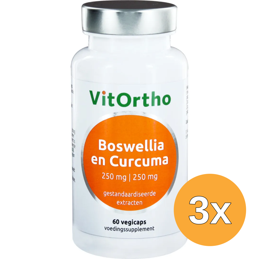 3x VitOrtho Boswellia 250 mg en curcuma 250 mg (60 vega capsules)