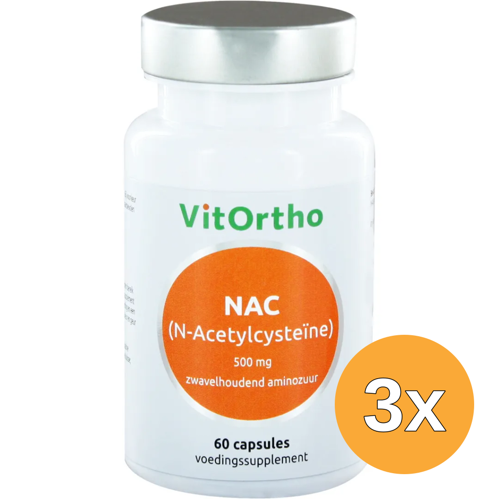 3x VitOrtho NAC N-Acetyl cysteine 500 mg (60 capsules)