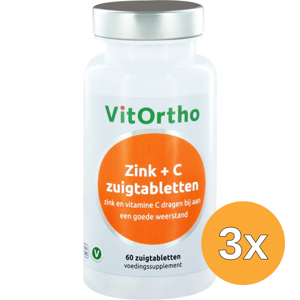 3x VitOrtho Zink + C  (60 zuigtabletten)