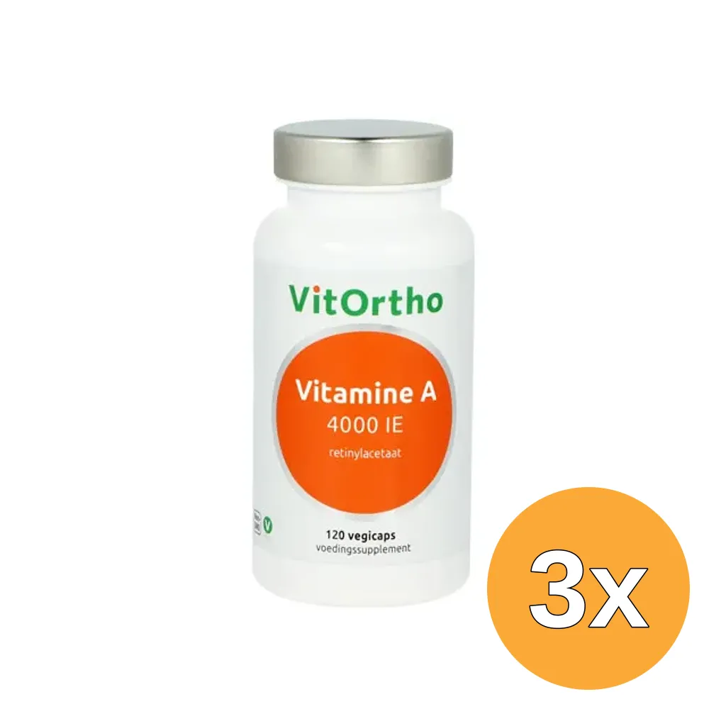 3x VitOrtho Vitamine A 4000IE (120 vega capsules)