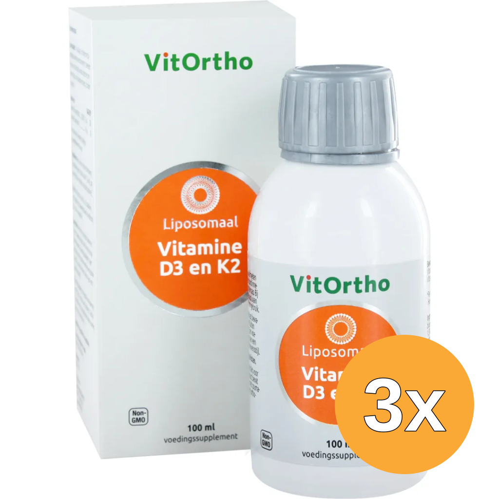 3x VitOrtho Vitamine D3 en K2 liposomaal (100 ml)