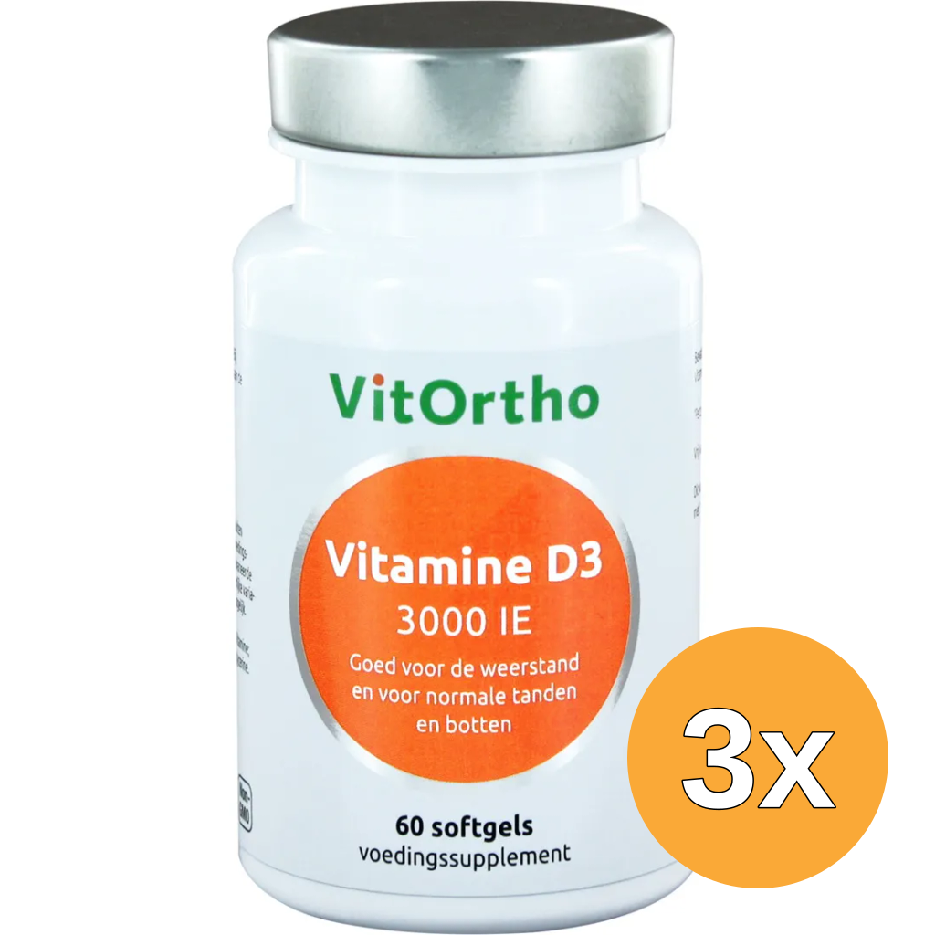 3x VitOrtho Vitamine D3 3000IE (60 softgels)