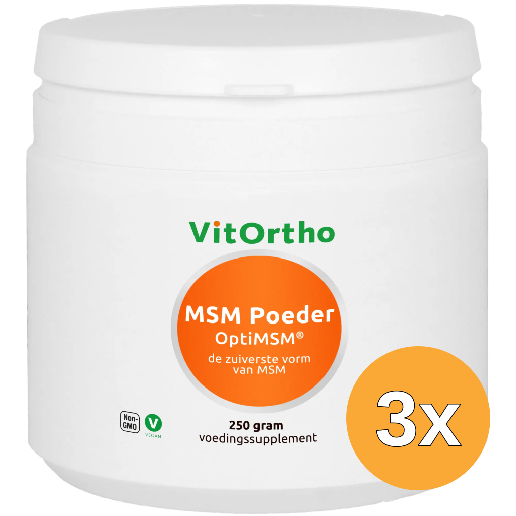 3x VitOrtho MSM Poeder OptiMSM (250 gr)