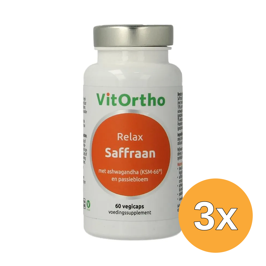 3x Vitortho Saffraan Relax (60 vega capsules)