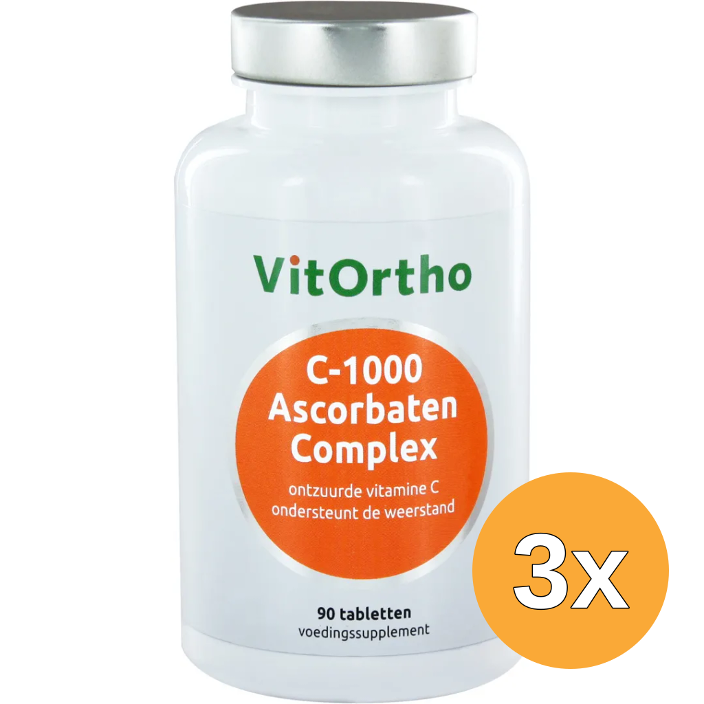 3x VitOrtho C-1000 Ascorbaten complex (90 tabletten)