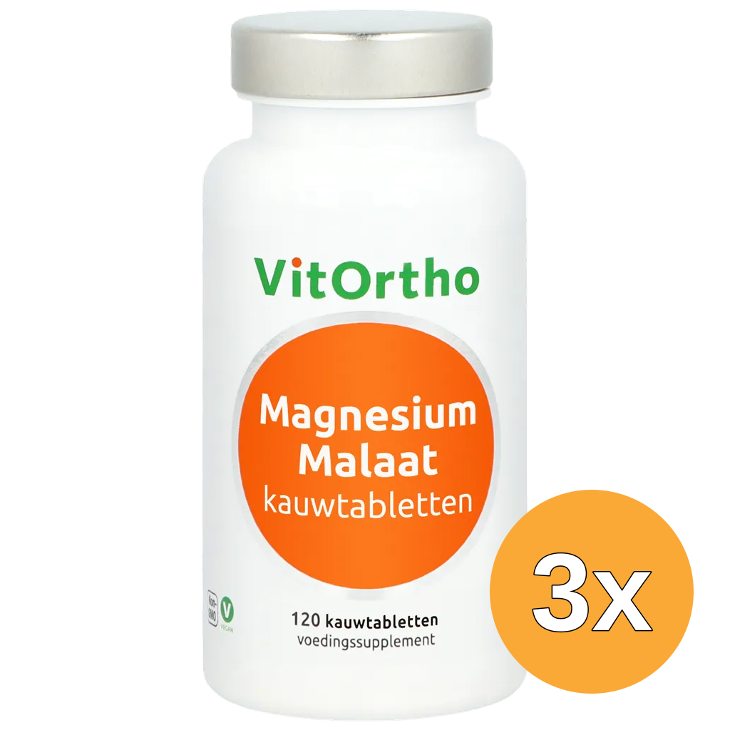 3x VitOrtho Magnesium Malaat kauwtabletten (120 kauwtabletten)