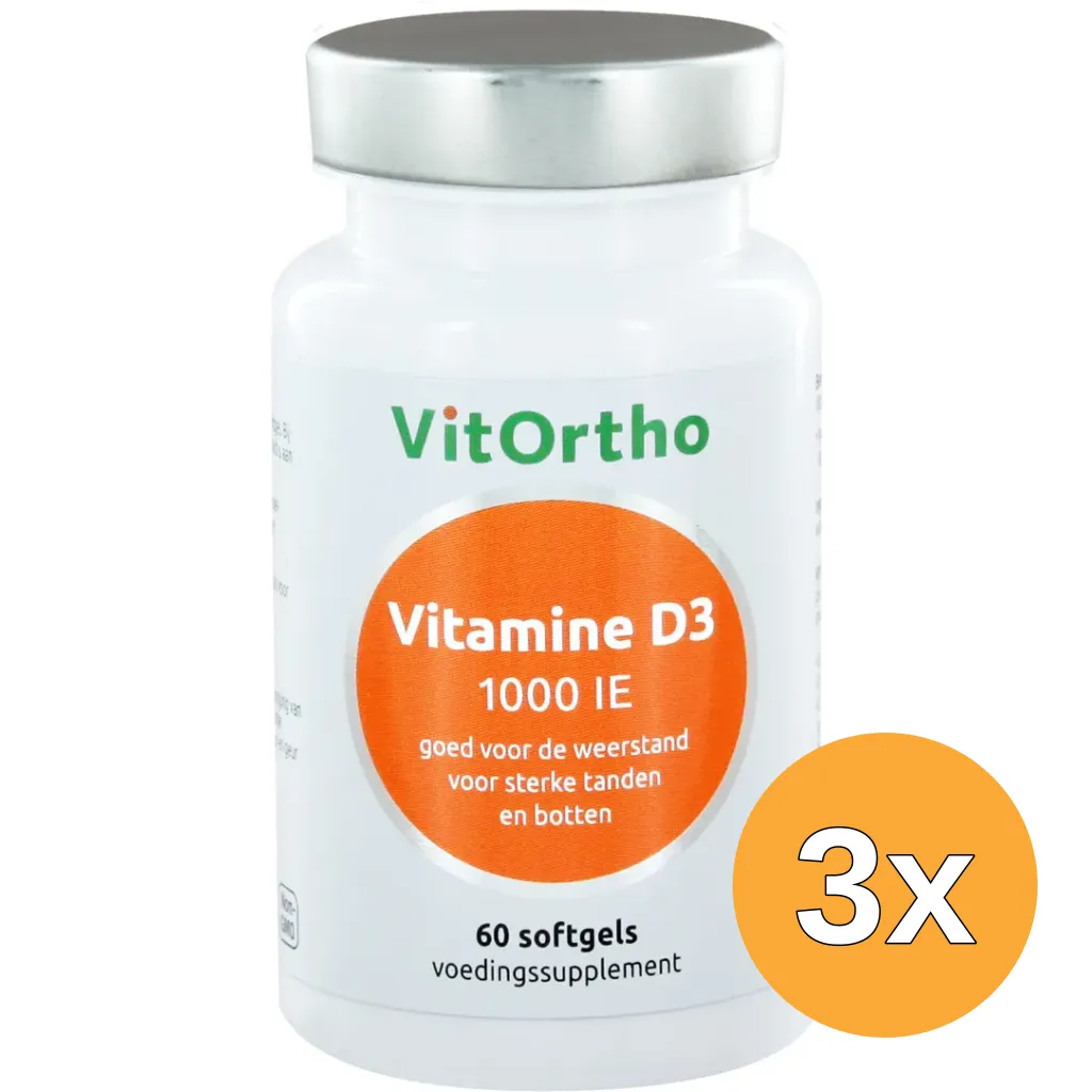 3x VitOrtho Vitamine D3 1000IE (60 softgels)