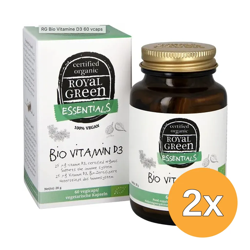 2x Royal Green Bio Vitamine D3 25mcg (60 vega capsules)