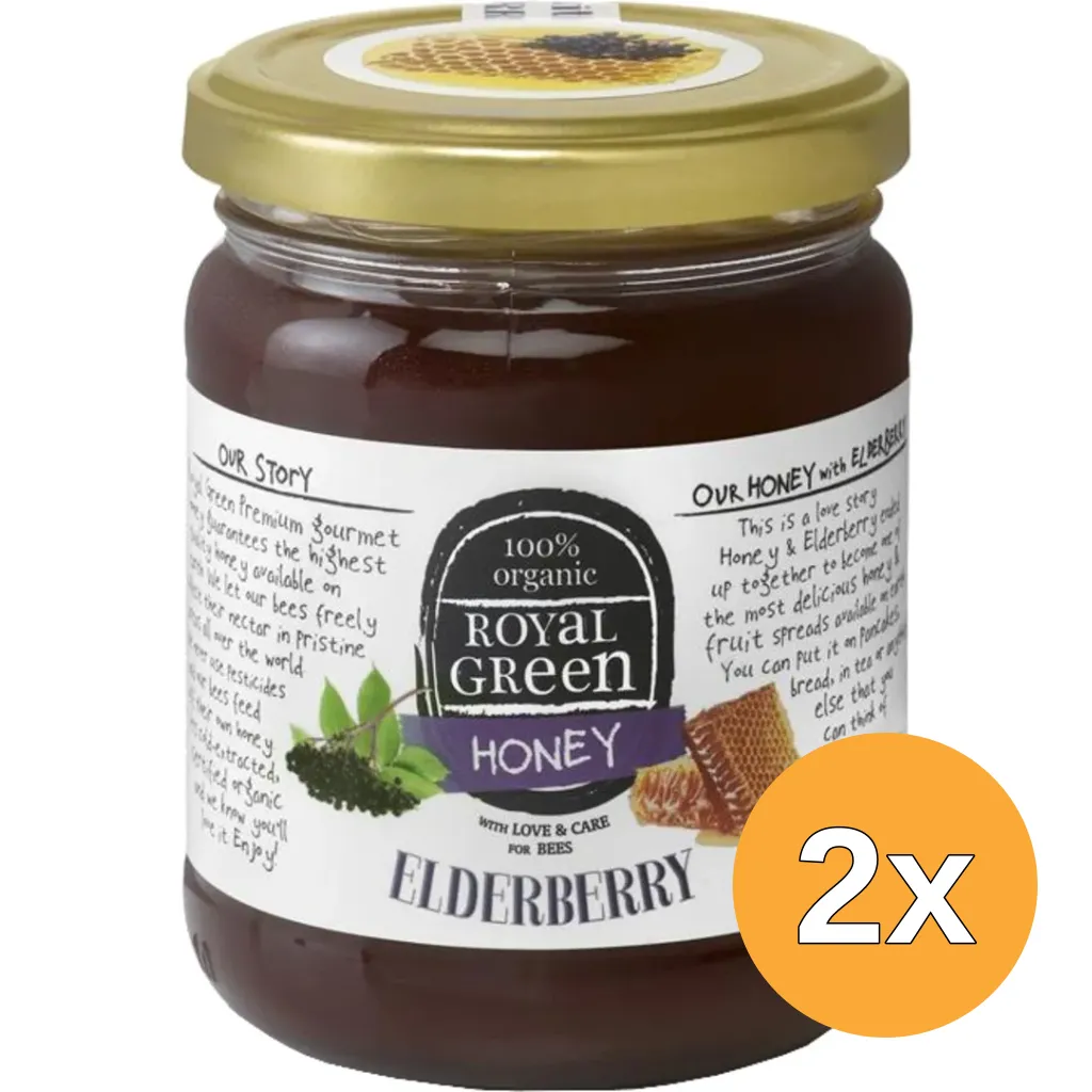 2x Royal Green Elderberry honey bio (250 gr)