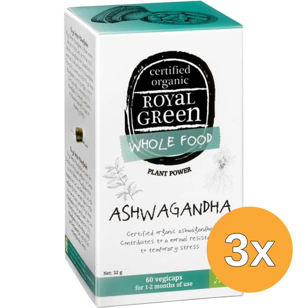 3x Royal Green Ashwagandha Bio (60 vega capsules)