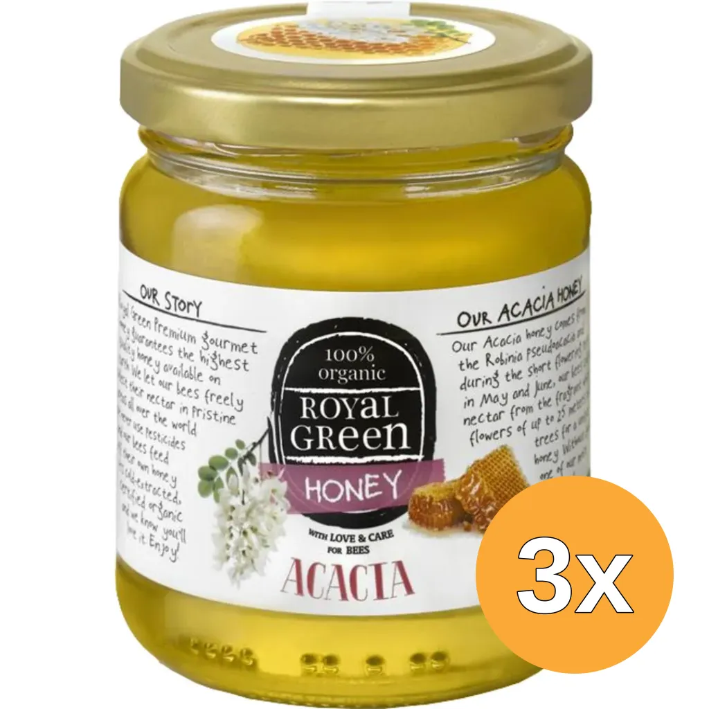 3x Royal Green Acacia honey bio (250 gr)