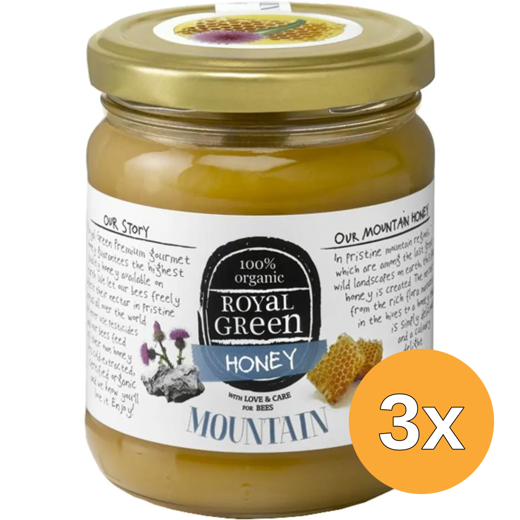 3x Royal Green Mountain honey bio (250 gr)