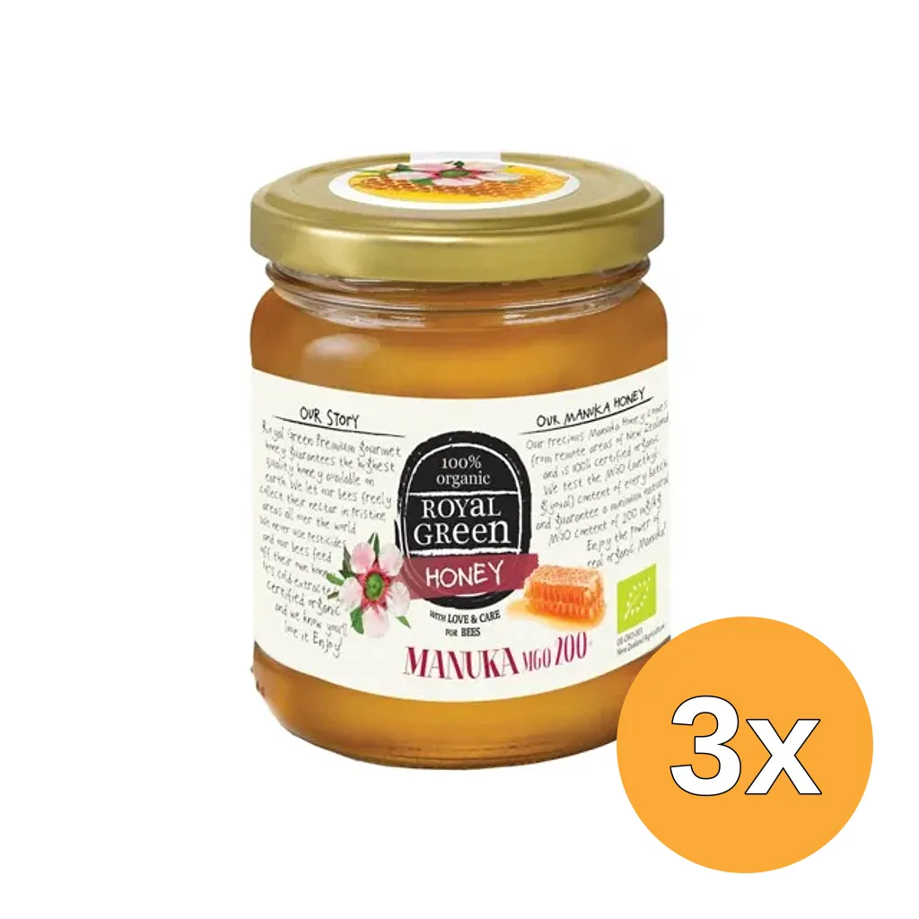 3x Royal Green Manuka honey bio (250 gr)