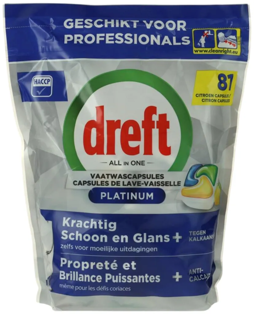 Dreft Professional Vaatwastabletten Platinum Lemon (81 stuks)