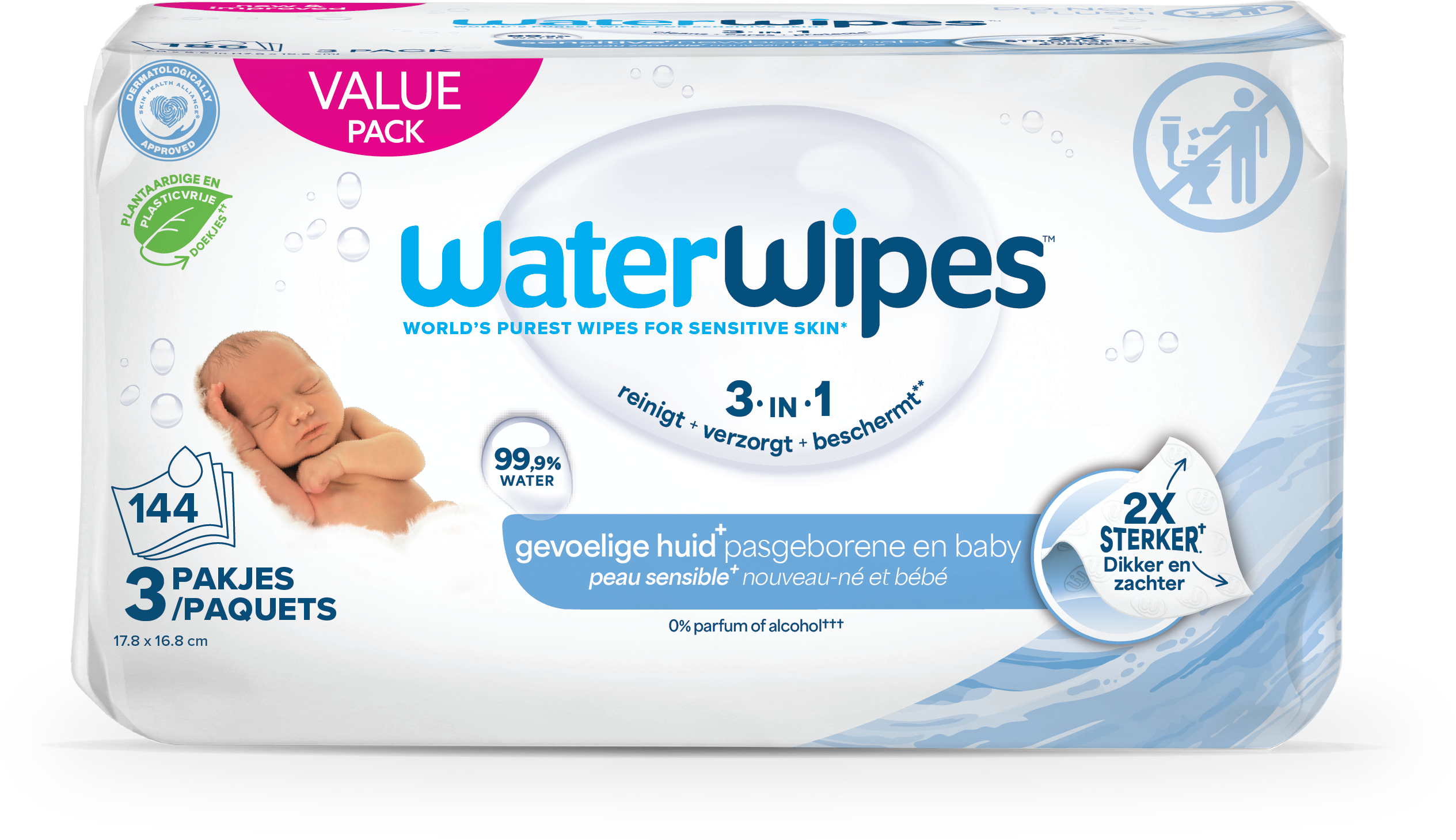 WaterWipes Babydoekjes 3-pack (144 stuks) - image 3