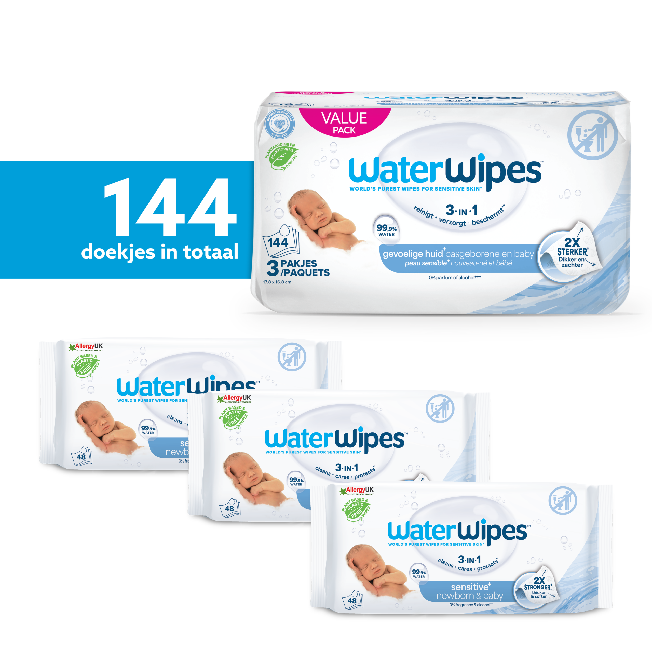WaterWipes Babydoekjes 3-pack (144 stuks) - image 7