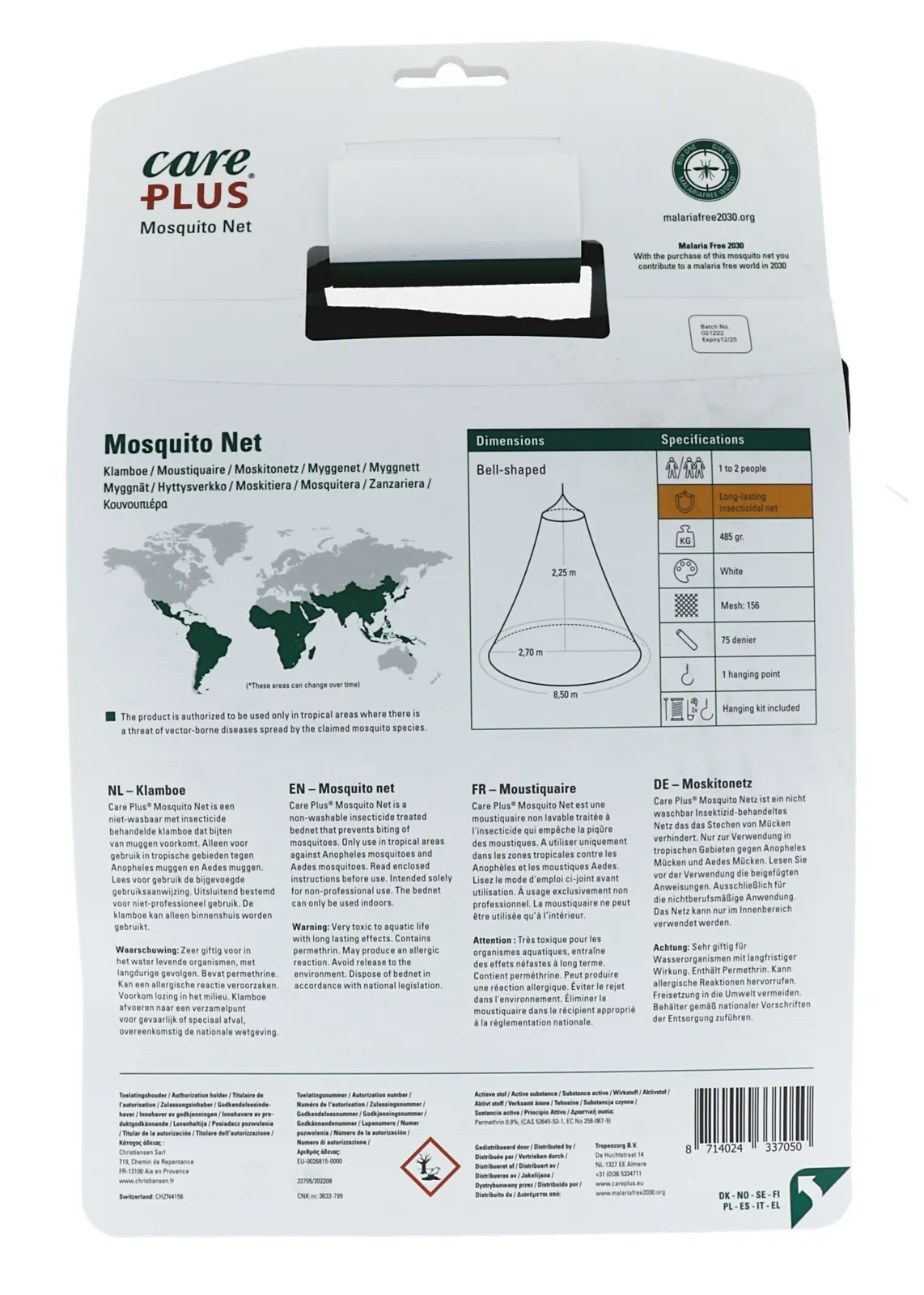 Care Plus Mosquito Net Light Bell 2-Persoons (1 stuk)