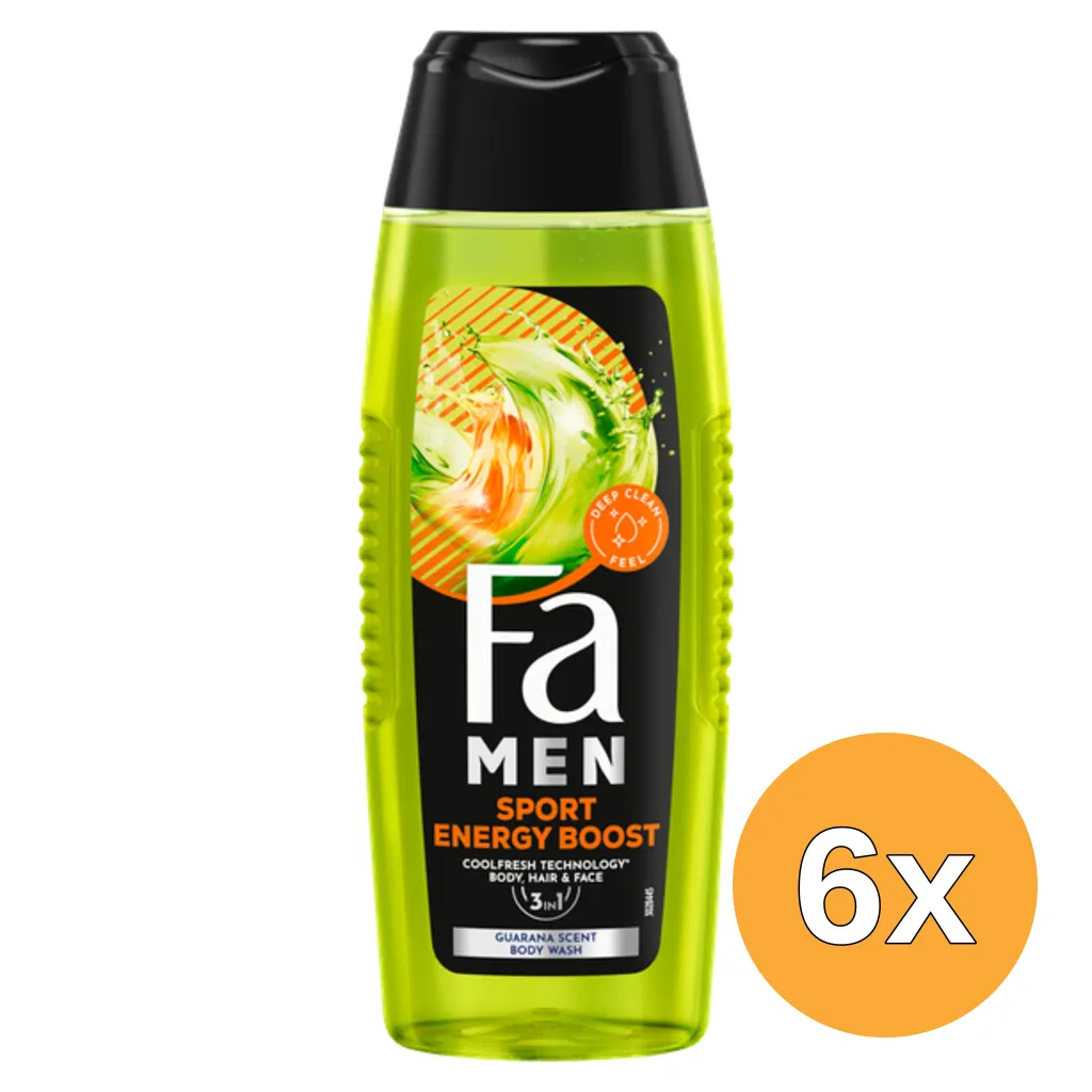 6x Fa Men douchegel sport double power boost (250 ml)